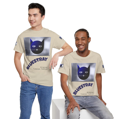 Bluestray Cat Graphic Tee — Retro Blue Cat Design
