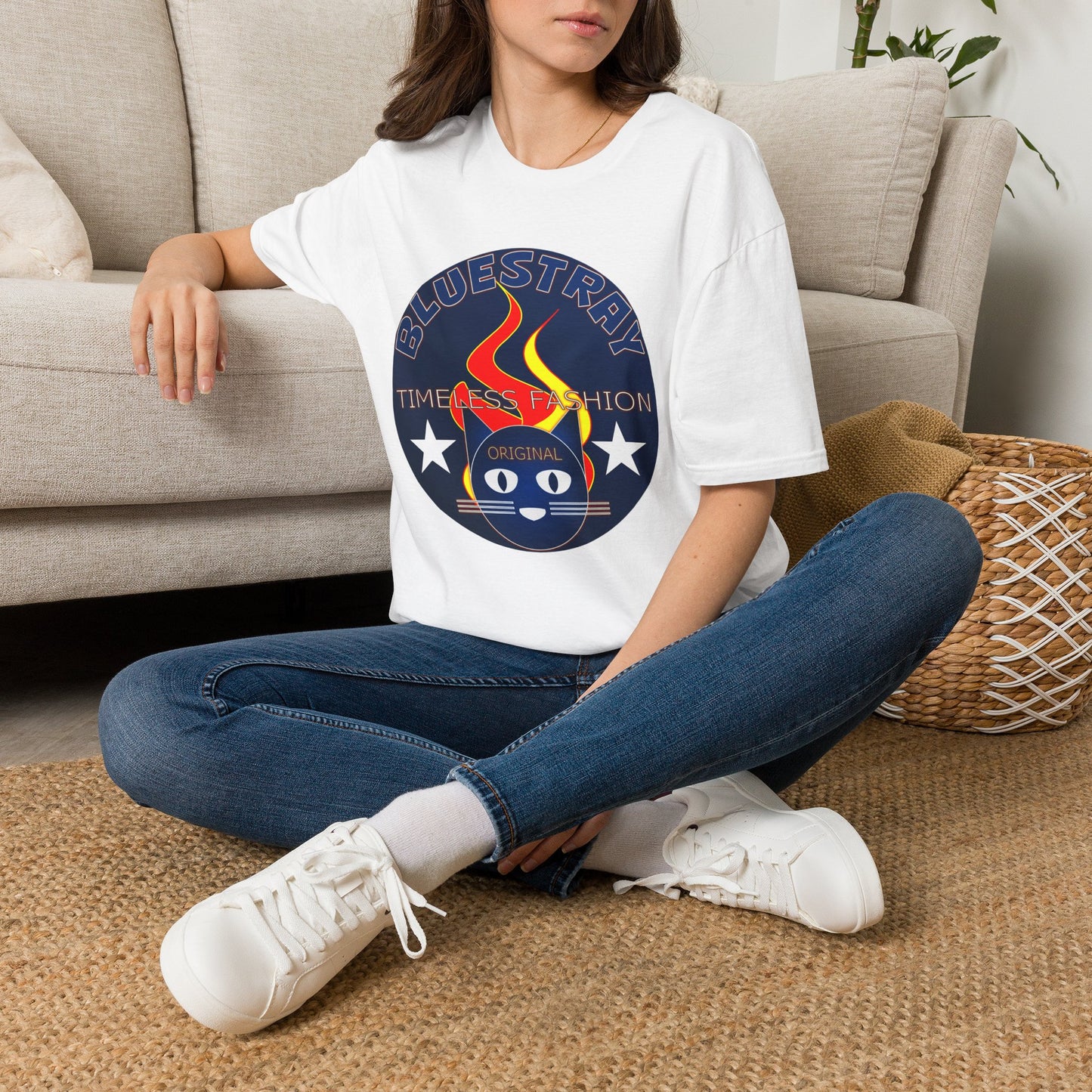 Bluestray 'Timeless Fashion' Graphic T-Shirt — Retro Flame Logo Tee