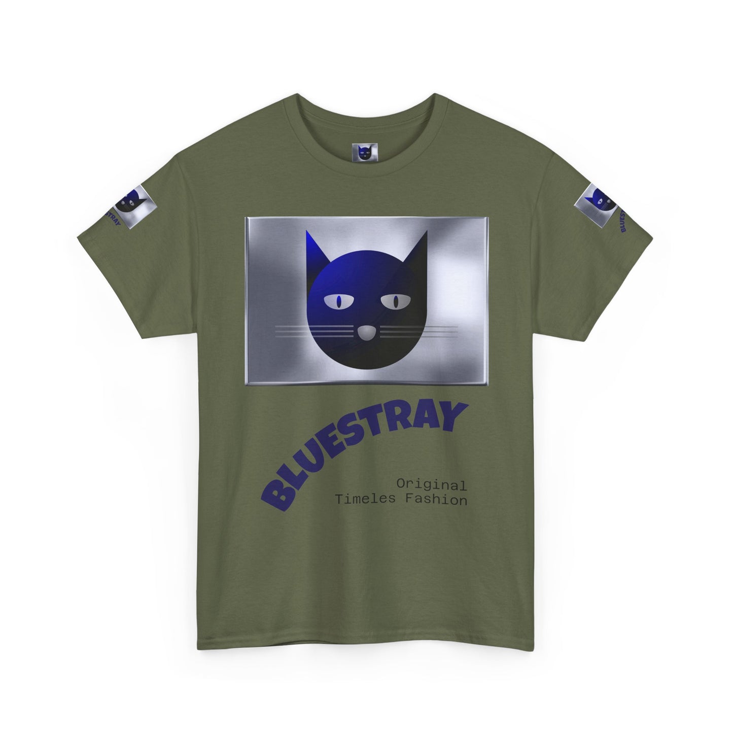 Bluestray Cat Graphic Tee — Retro Blue Cat Design