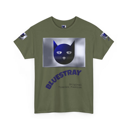 Bluestray Cat Graphic Tee — Retro Blue Cat Design