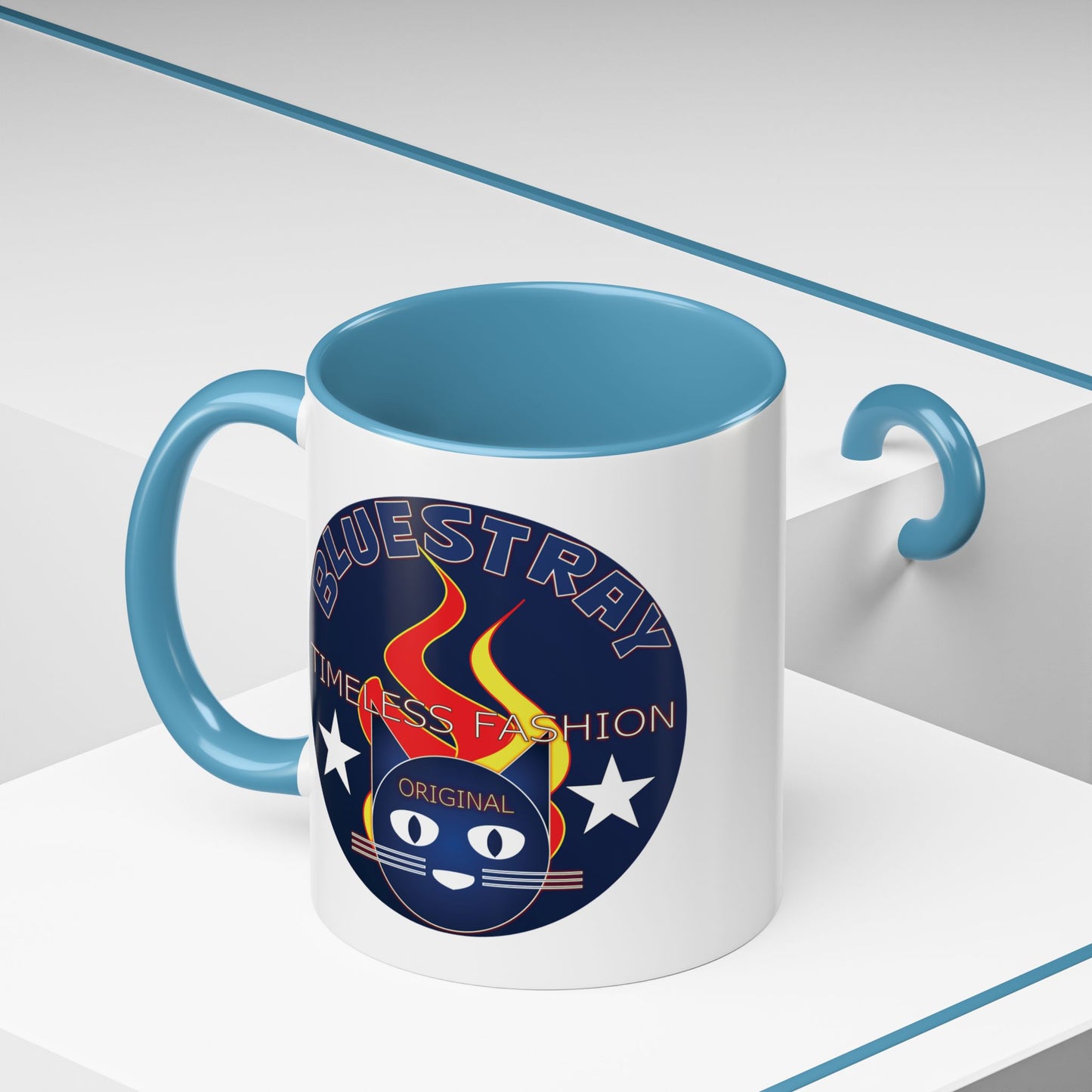 Bluestray Timeless Fashion Accent Coffee Mug — Retro Cat Logo 11/15oz