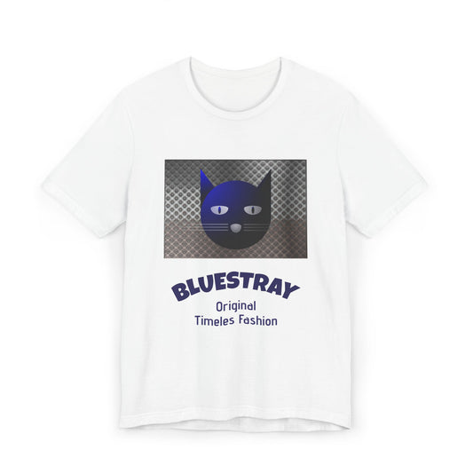 Bluestray Cat Graphic T-Shirt — Retro Blue Cat Logo Tee
