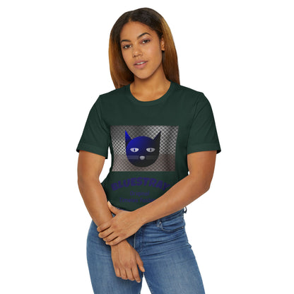 Bluestray Cat Graphic T-Shirt — Retro Blue Cat Logo Tee