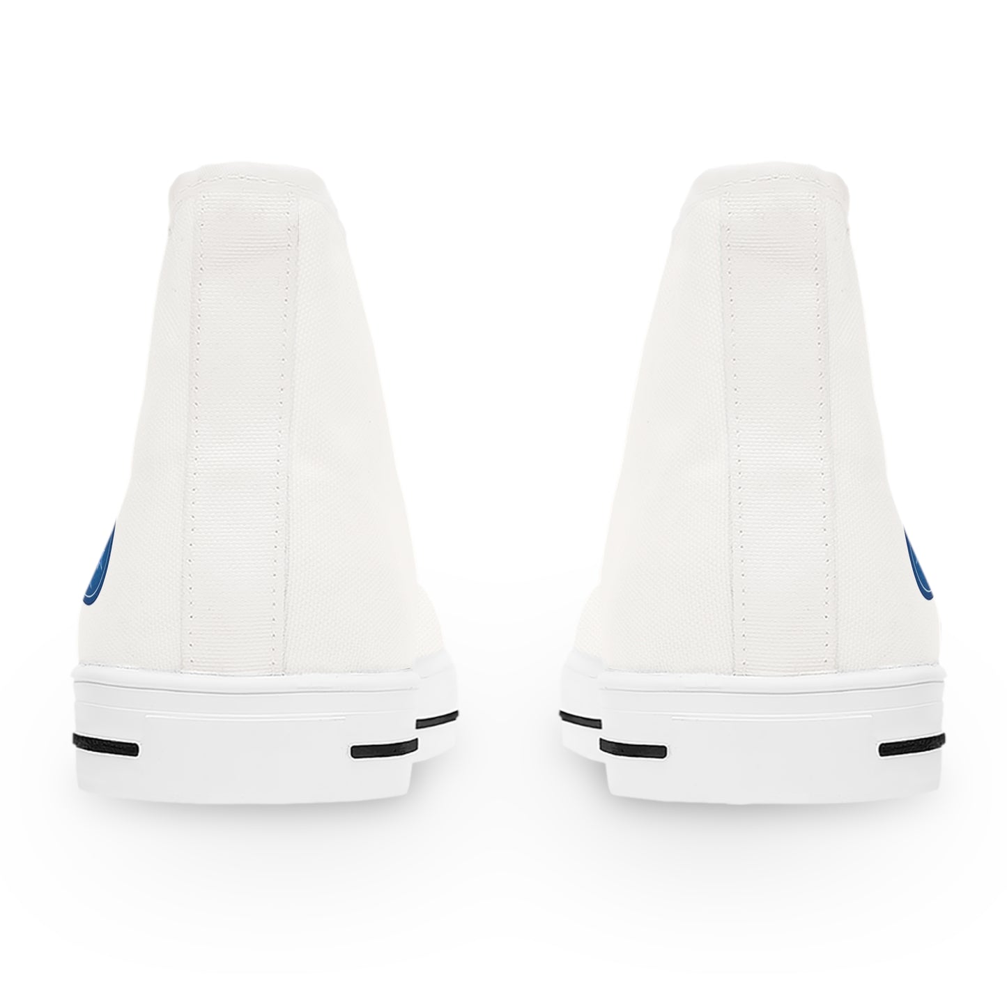 Women's High Top Sneakers — White Canvas Casual Shoes with Bluestray Patch Accent