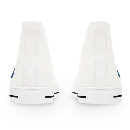 Women's High Top Sneakers — White Canvas Casual Shoes with Bluestray Patch Accent