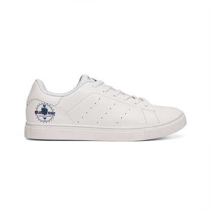 Bluestray Leather Low-Top Sneakers — Classic White Casual Shoes with Subtle Crest Accent
