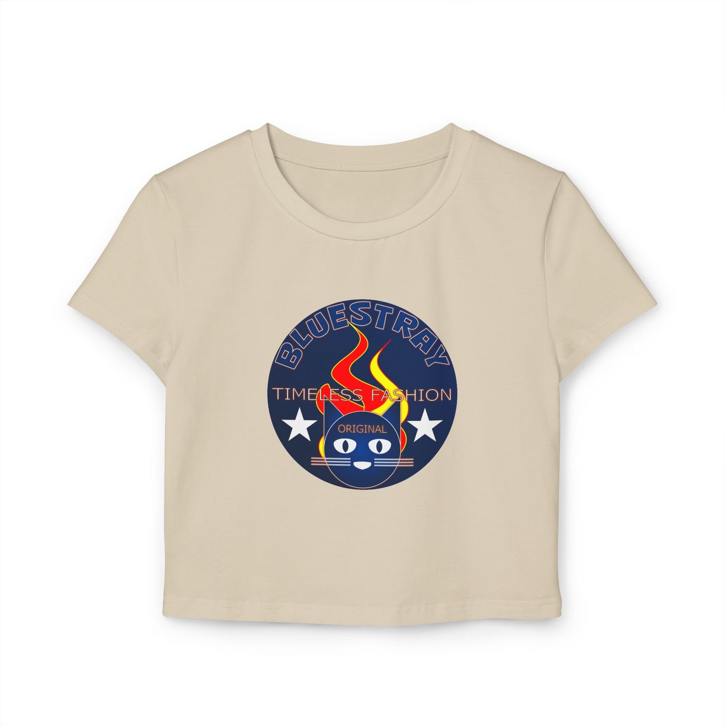 Women’s Baby Tee — Bluestray Flame Cat Logo Crop Top