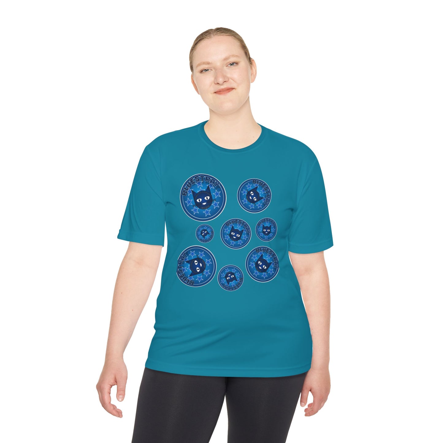 Blue Cat Galaxy Tee — "Bluestray" Graphic Moisture-Wicking Shirt