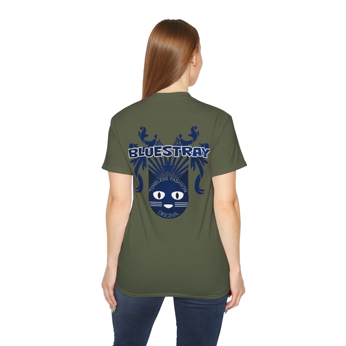 Bluestray Cat Graphic Tee — Retro Nautical Cat Design