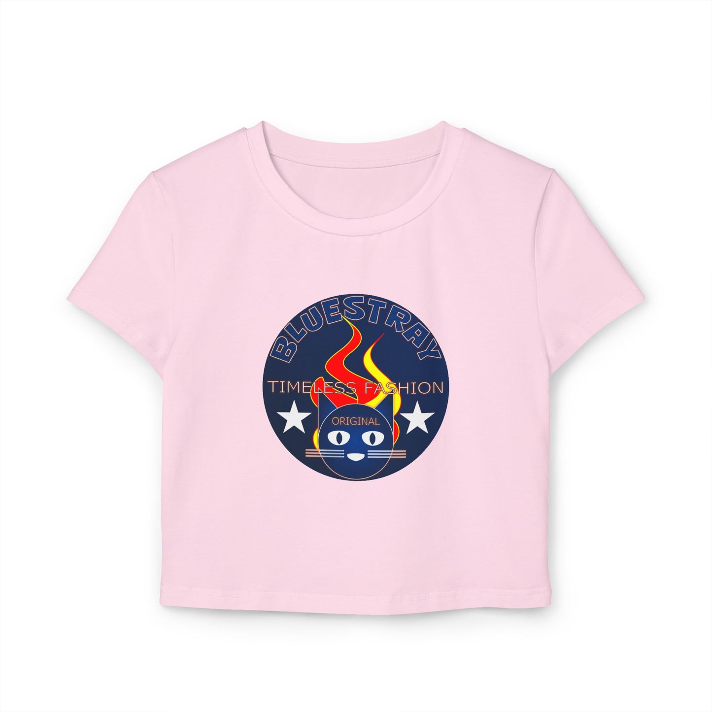 Women’s Baby Tee — Bluestray Flame Cat Logo Crop Top