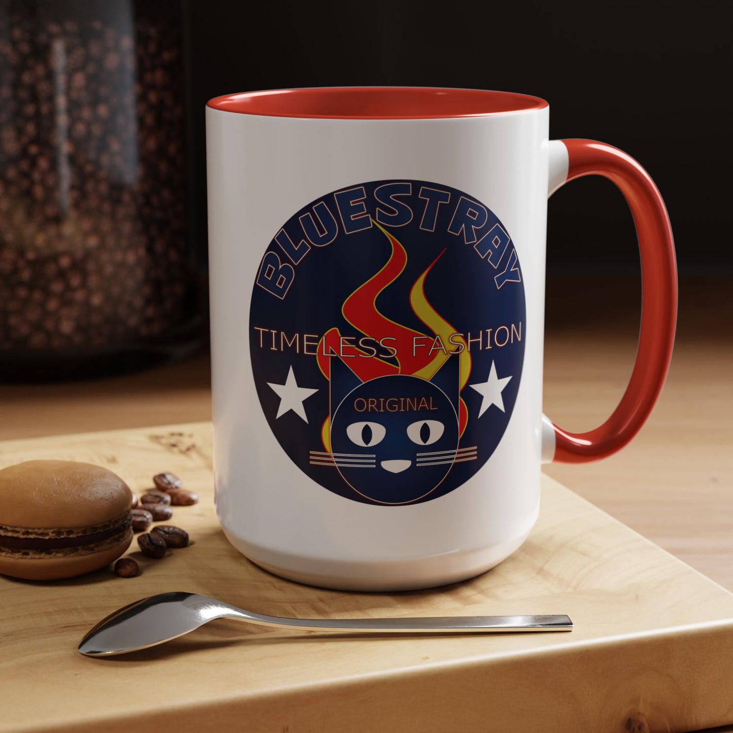 Bluestray Timeless Fashion Accent Coffee Mug — Retro Cat Logo 11/15oz