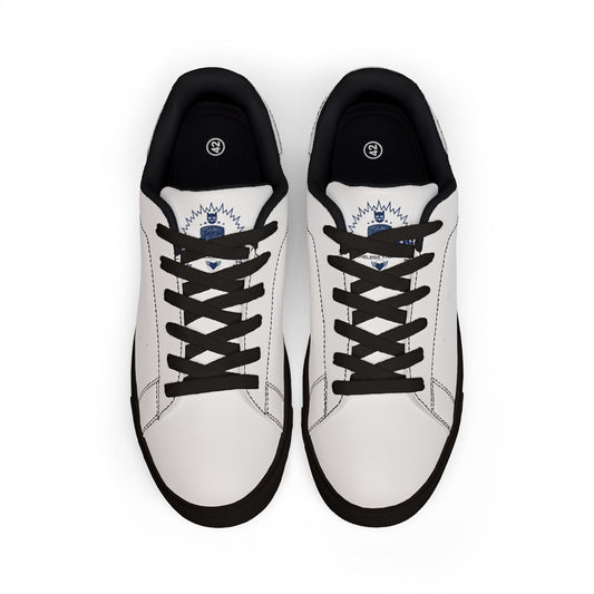 Bluestray Leather Low-Top Sneakers — Classic White Casual Shoes with Subtle Crest Accent