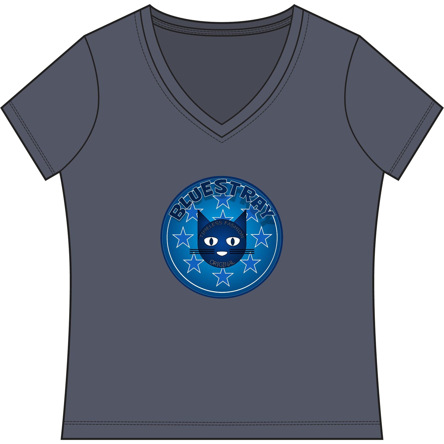 Bluestray Cat V-Neck Tee — Women's Graphic T-Shirt