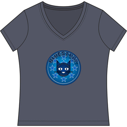 Bluestray Cat V-Neck Tee — Women's Graphic T-Shirt