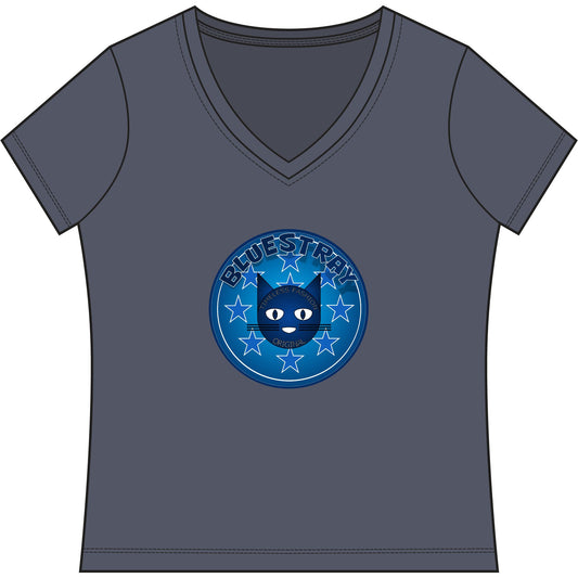Bluestray Cat V-Neck Tee — Women's Graphic T-Shirt