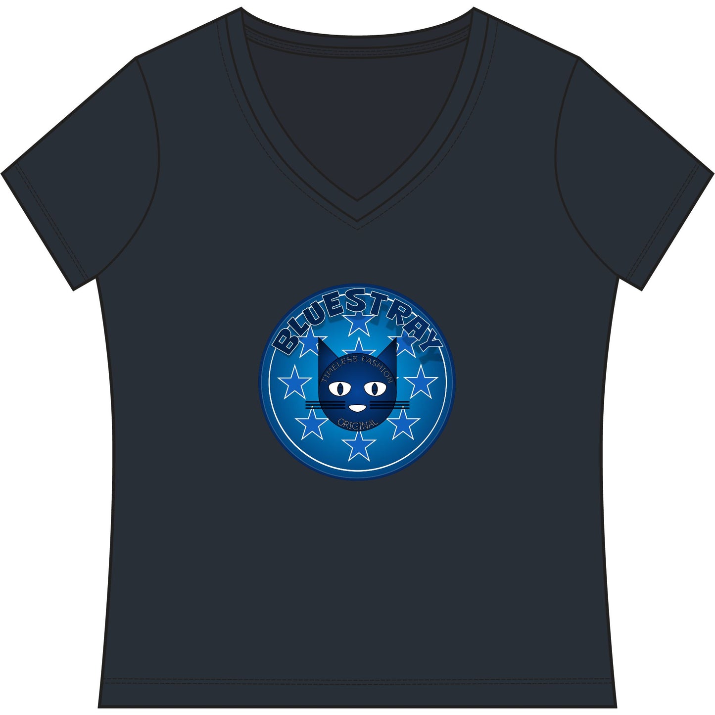 Bluestray Cat V-Neck Tee — Women's Graphic T-Shirt