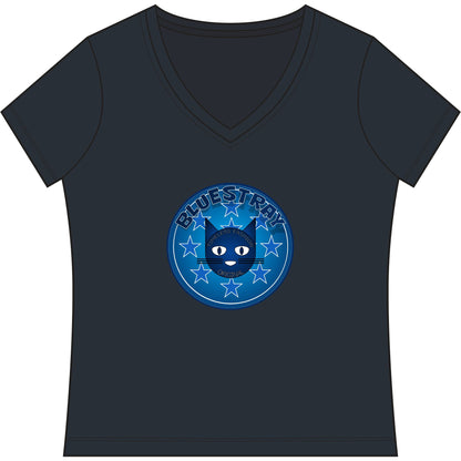 Bluestray Cat V-Neck Tee — Women's Graphic T-Shirt