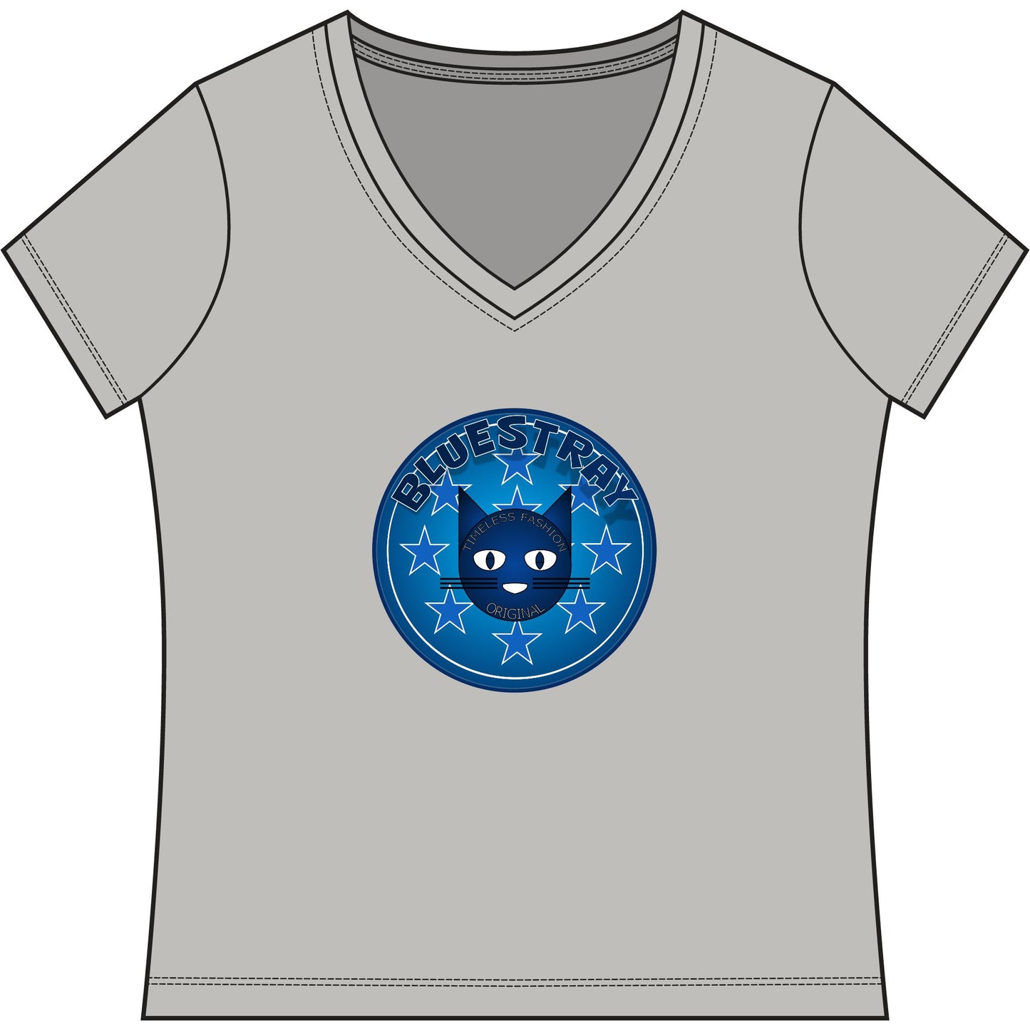 Bluestray Cat V-Neck Tee — Women's Graphic T-Shirt