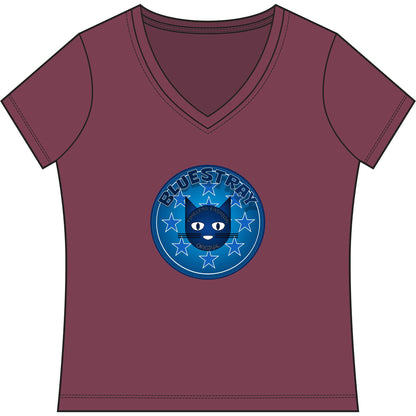 Bluestray Cat V-Neck Tee — Women's Graphic T-Shirt