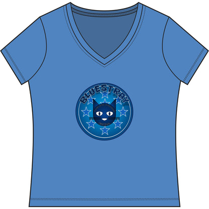 Bluestray Cat V-Neck Tee — Women's Graphic T-Shirt