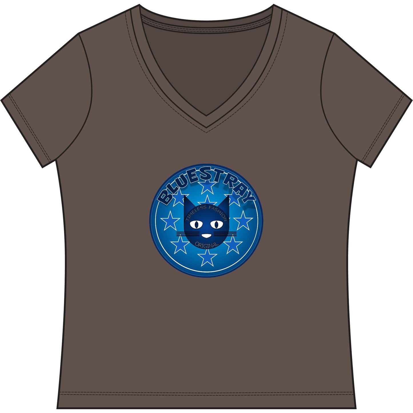 Bluestray Cat V-Neck Tee — Women's Graphic T-Shirt