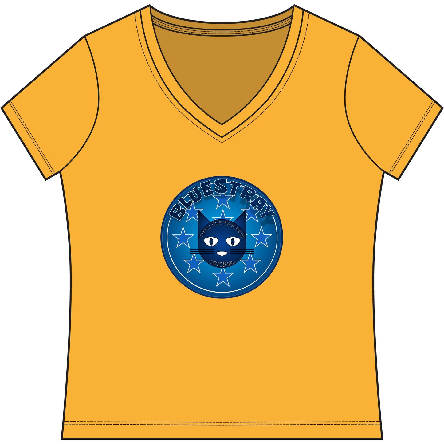 Bluestray Cat V-Neck Tee — Women's Graphic T-Shirt