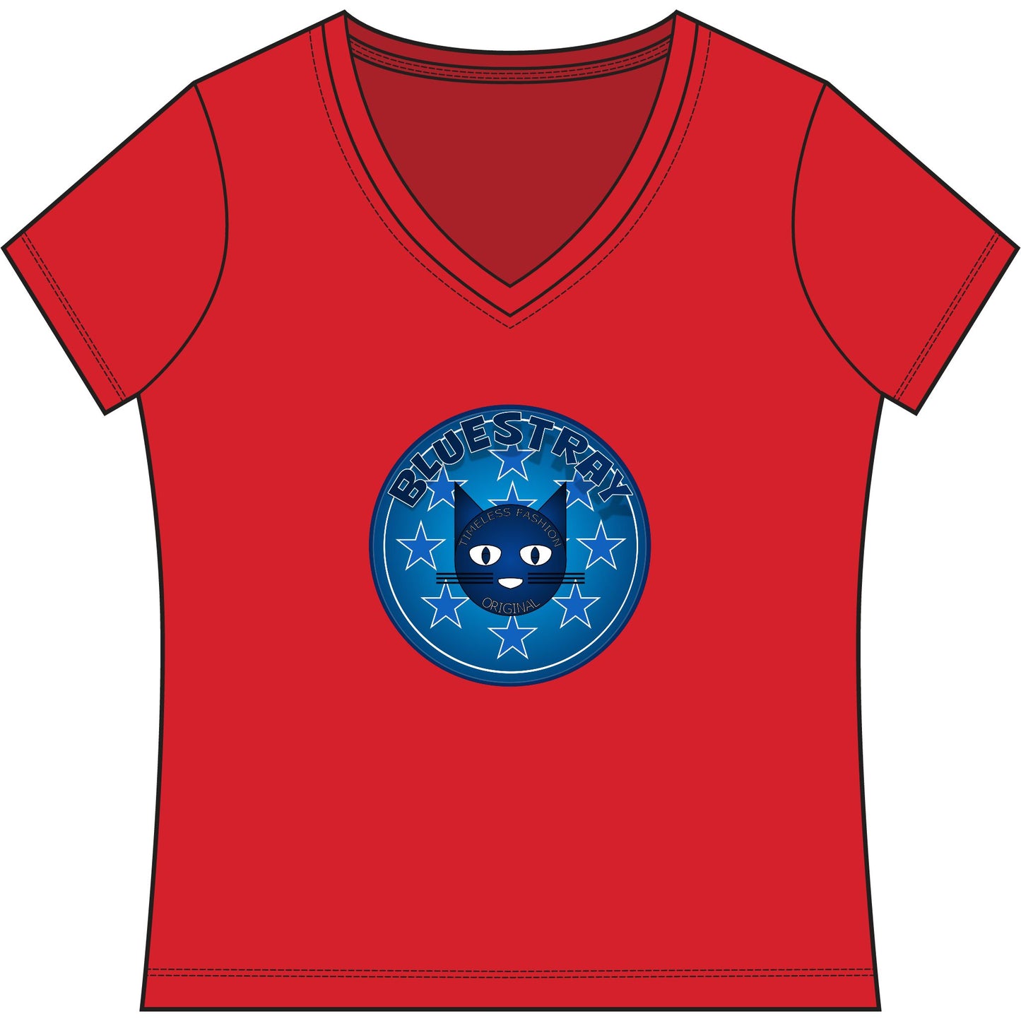 Bluestray Cat V-Neck Tee — Women's Graphic T-Shirt