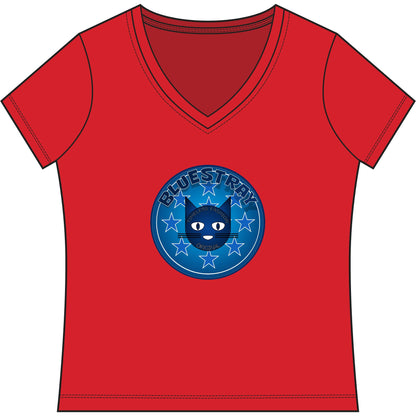 Bluestray Cat V-Neck Tee — Women's Graphic T-Shirt