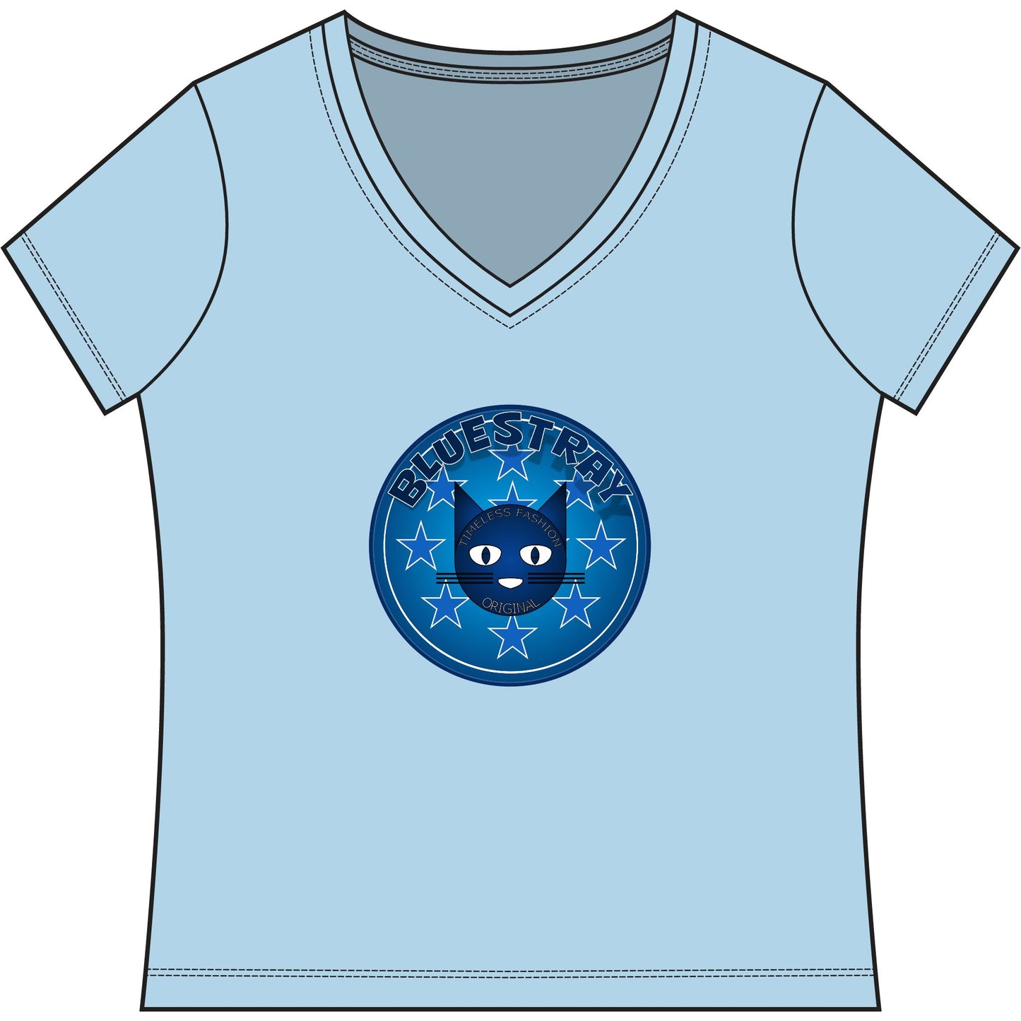 Bluestray Cat V-Neck Tee — Women's Graphic T-Shirt
