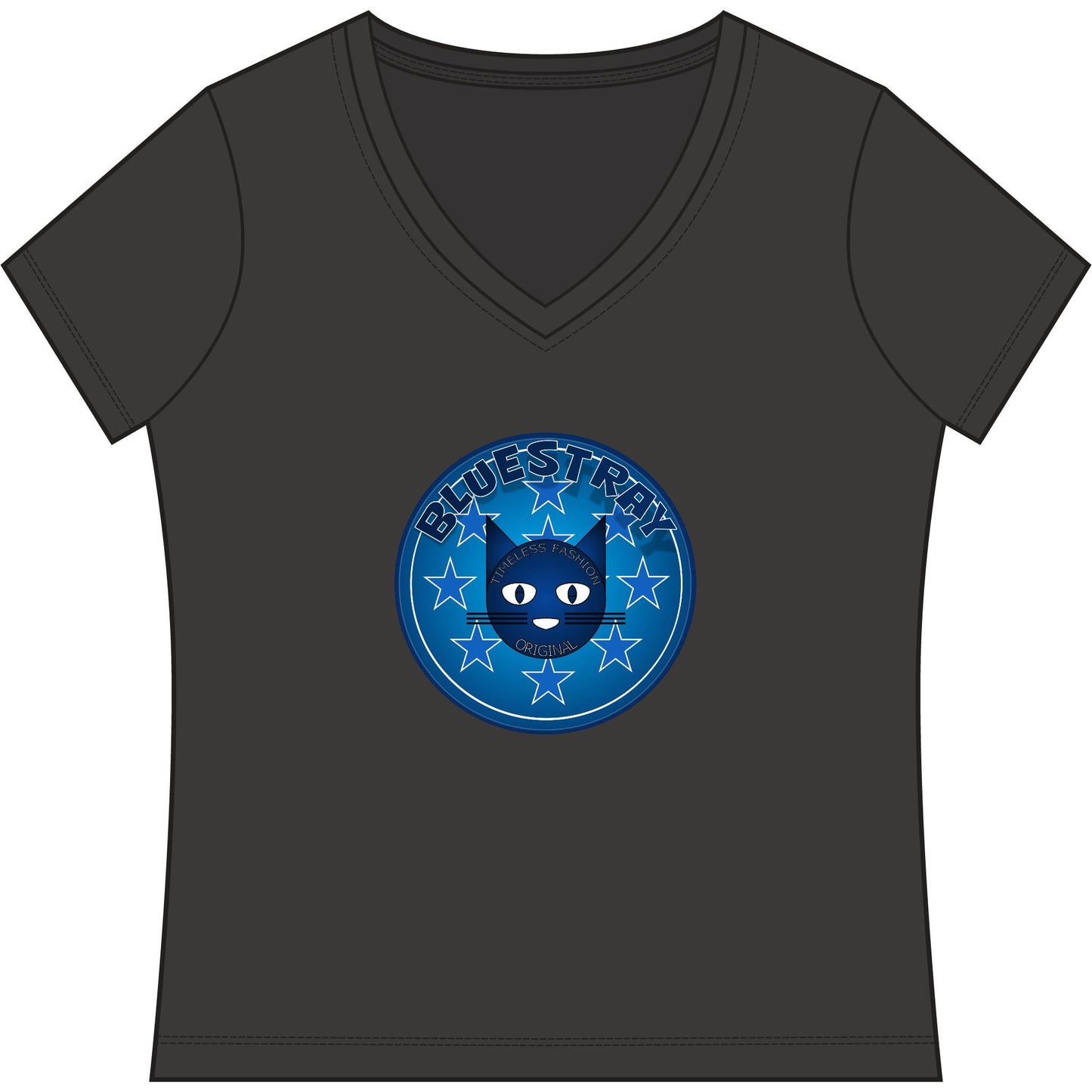 Bluestray Cat V-Neck Tee — Women's Graphic T-Shirt
