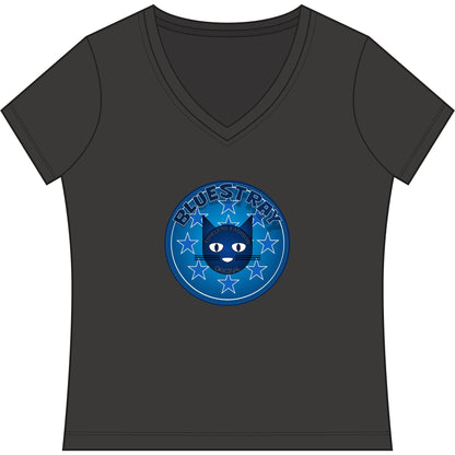 Bluestray Cat V-Neck Tee — Women's Graphic T-Shirt
