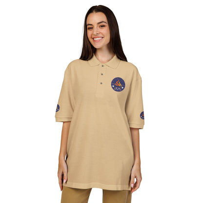 Embroidered Campfire Badge Polo — Outdoor Adventure Bluestray Logo Shirt