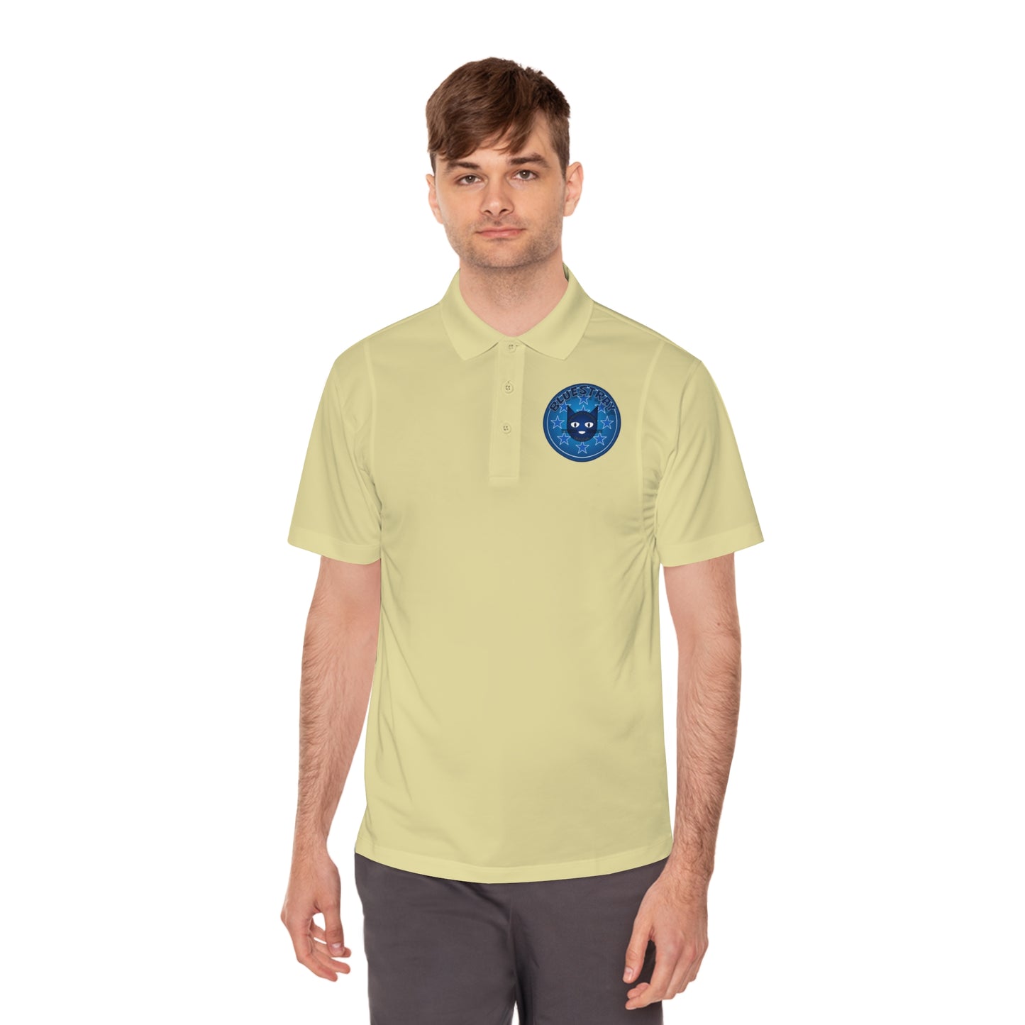 Men's Polo Shirt — Bluestray Galaxy Cat Logo Athletic Golf Shirt