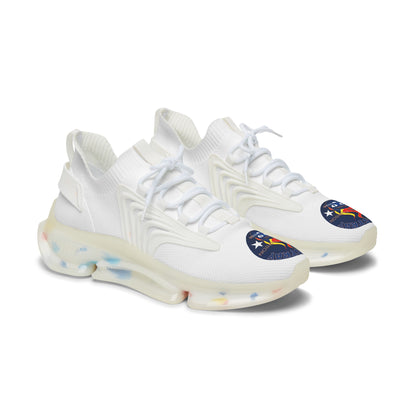 Bluestray Mesh Sneakers — White Knit Trainers with Retro Rocket Patch