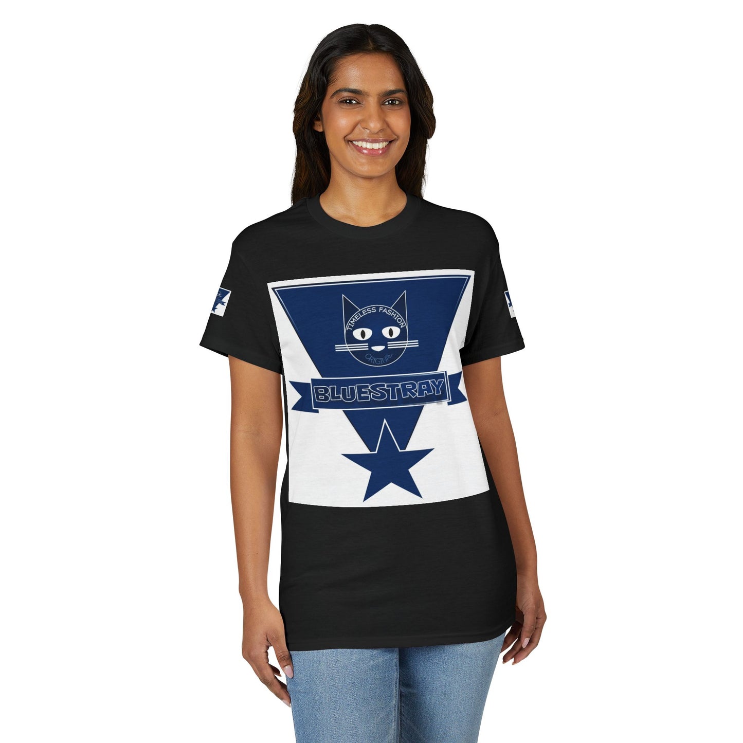 Bluestray Cat Graphic T-Shirt — Retro Star Logo Tee
