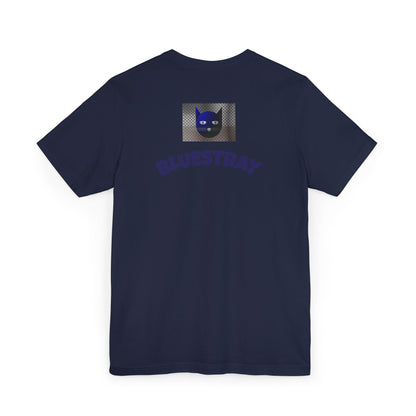 Bluestray Cat Graphic T-Shirt — Retro Blue Cat Logo Tee