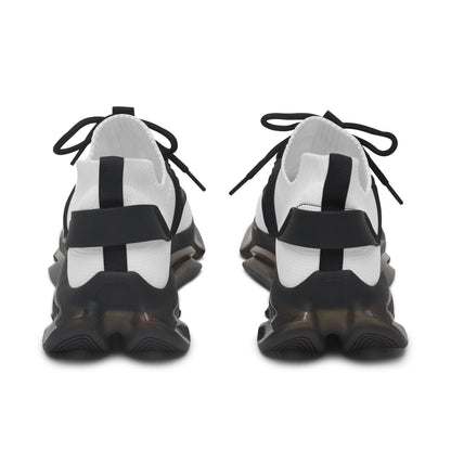 Bluestray Mesh Sneakers — White Knit Trainers with Retro Rocket Patch