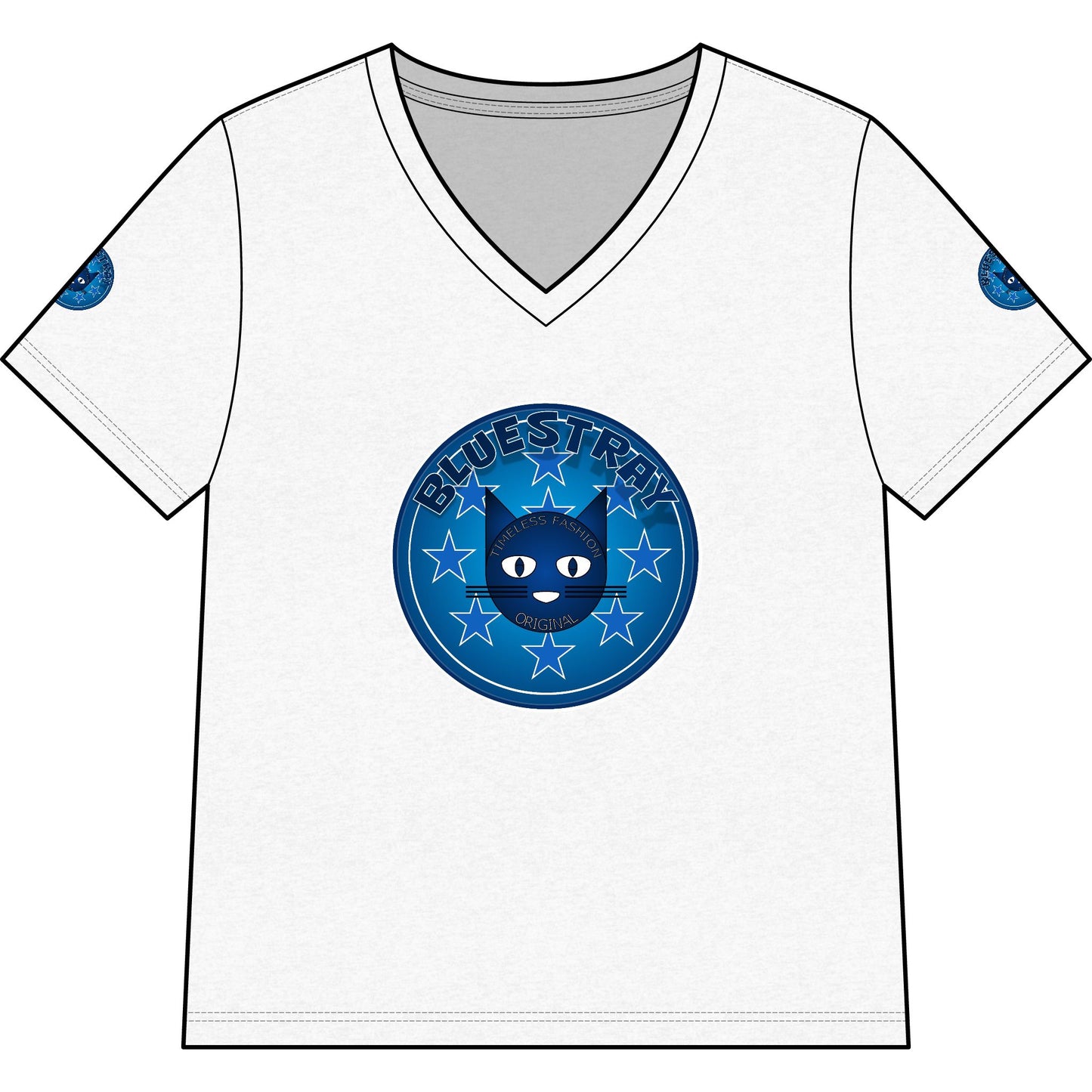 Bluestray Cat V-Neck Tee — Women's Graphic Cat Shirt