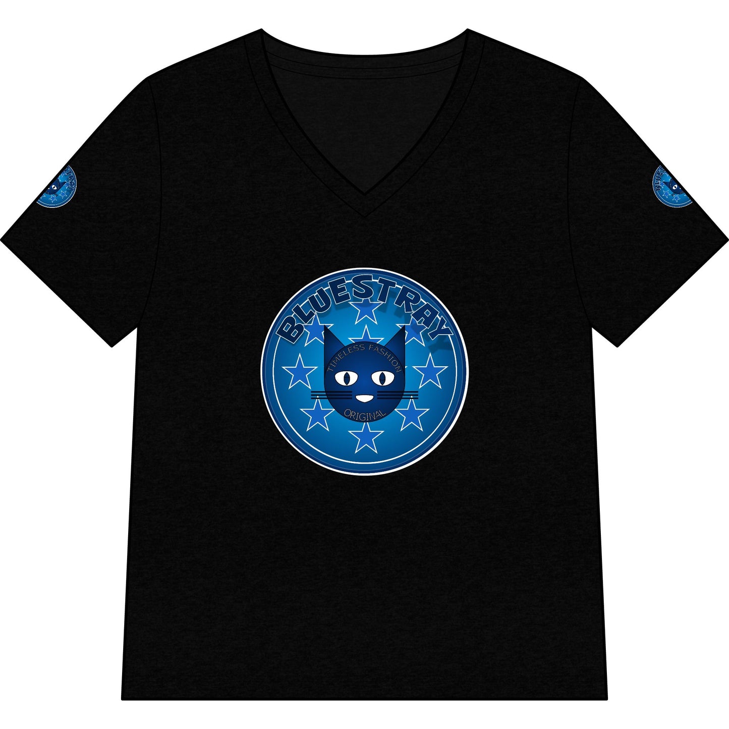 Bluestray Cat V-Neck Tee — Women's Graphic Cat Shirt