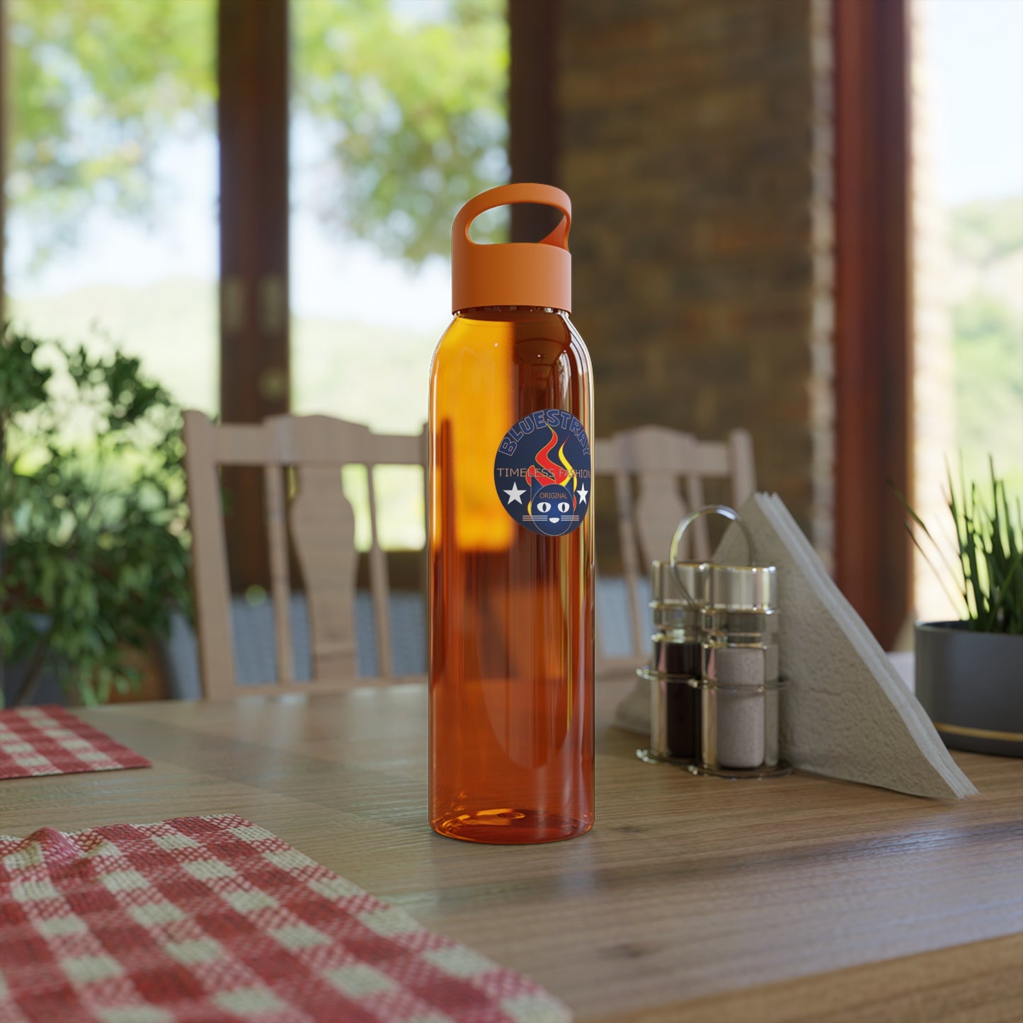 Sky Water Bottle — Clear Reusable Bottle with Nautical Bluestray Logo