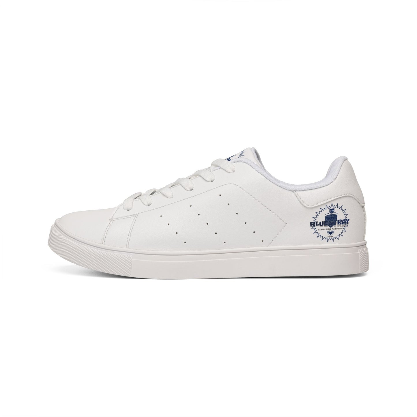 Bluestray Leather Low-Top Sneakers — Classic White Casual Shoes with Subtle Crest Accent