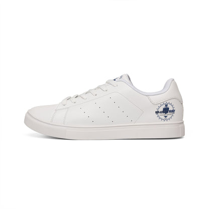 Bluestray Leather Low-Top Sneakers — Classic White Casual Shoes with Subtle Crest Accent