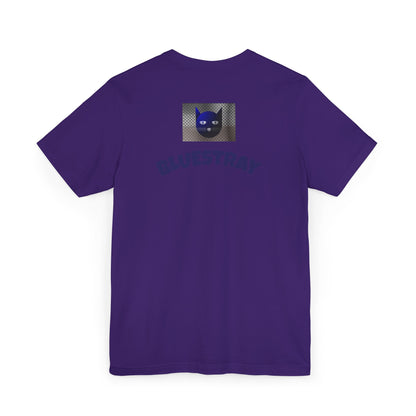 Bluestray Cat Graphic T-Shirt — Retro Blue Cat Logo Tee