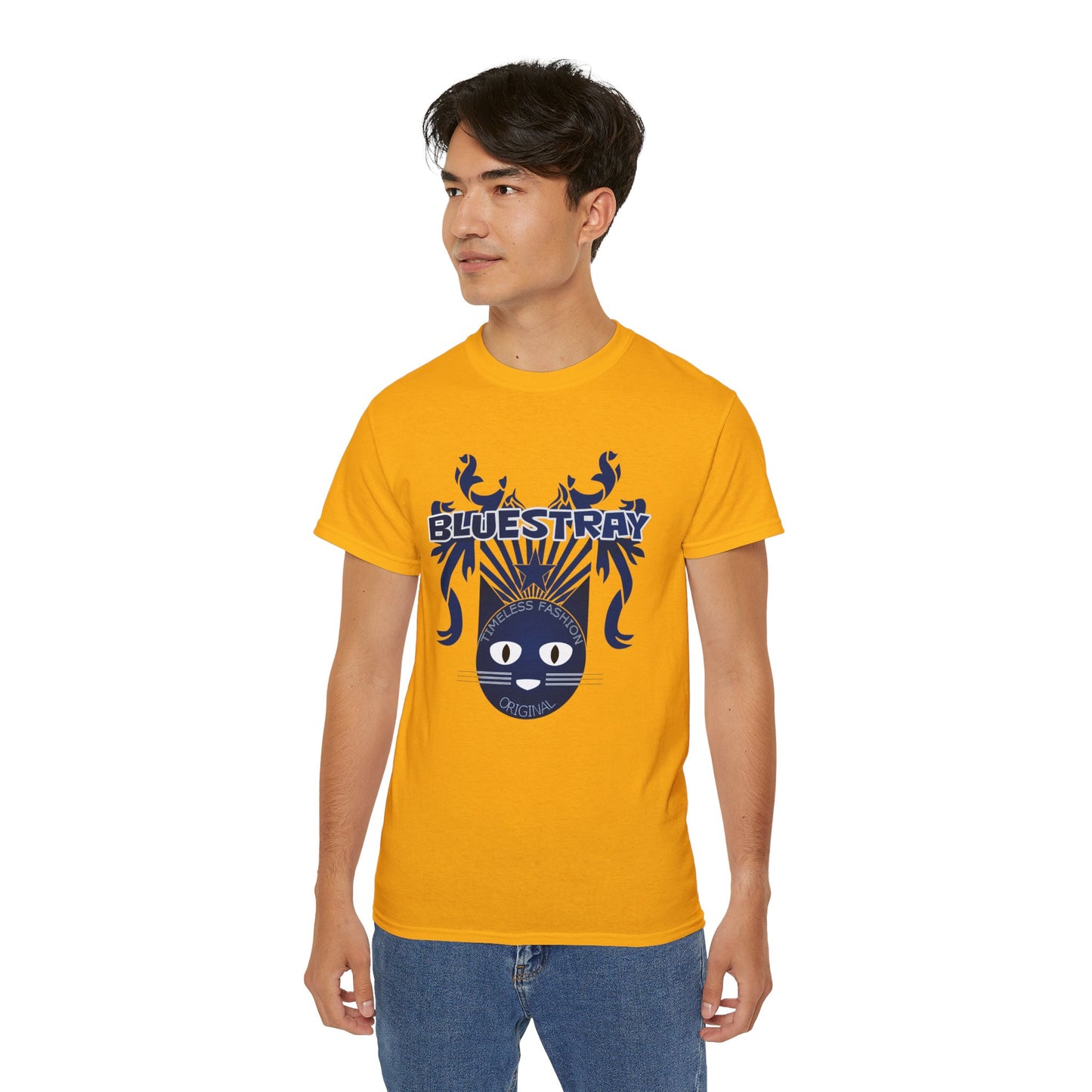 Bluestray Cat Graphic Tee — Retro Nautical Cat Design