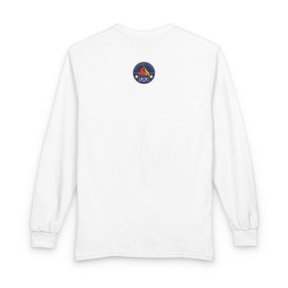 Equestrian Bluestray Time & Fashion Long Sleeve Tee — Flame Horse Logo