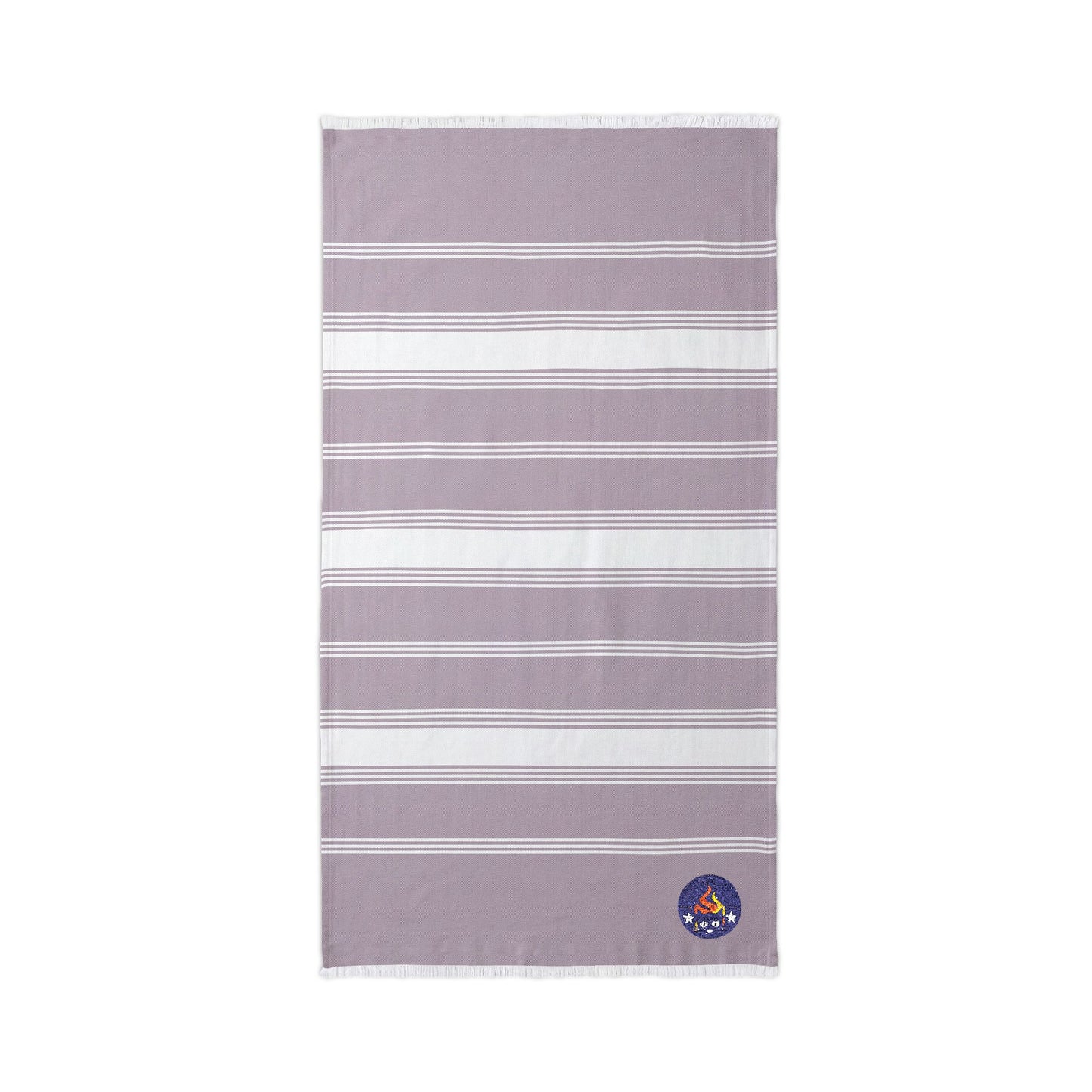 Embroidered Stripe Beach Throw – Nautical Cotton Bluestray Towel with Anchor Patch
