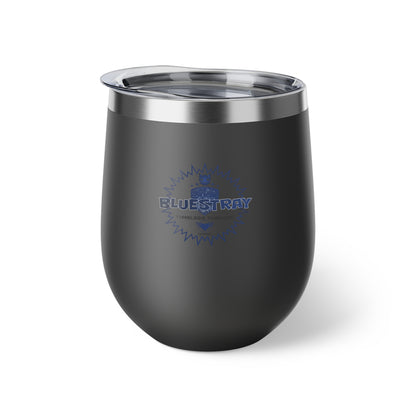 12oz Insulated Copper Tumbler — Vacuum Wine Cup with Leak-Resistant Lid (Bluestray Logo)