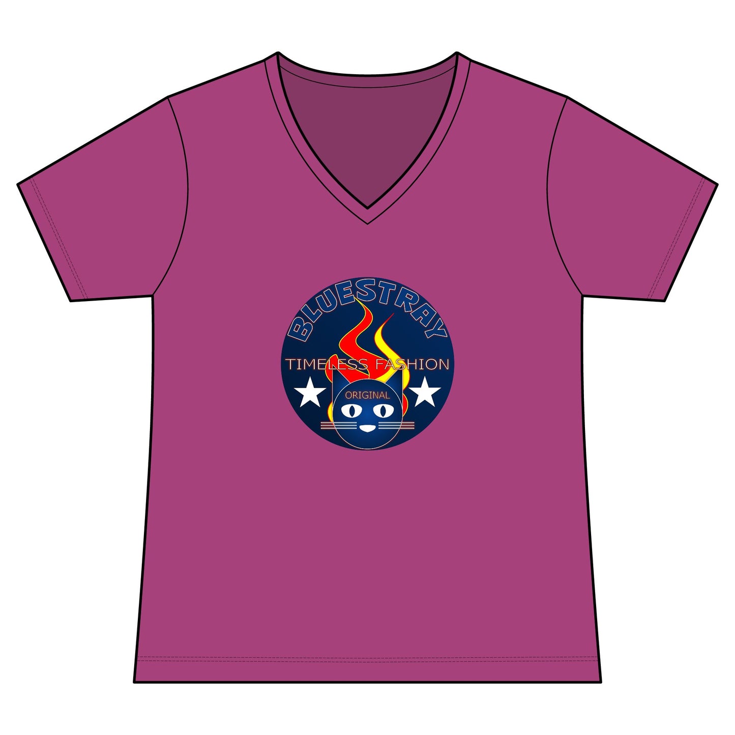 Vintage Campfire Badge Bluestray V-Neck Tee