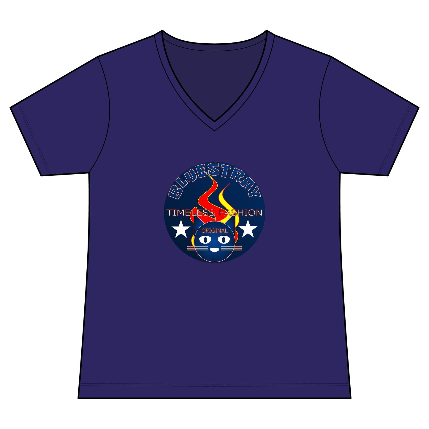 Vintage Campfire Badge Bluestray V-Neck Tee