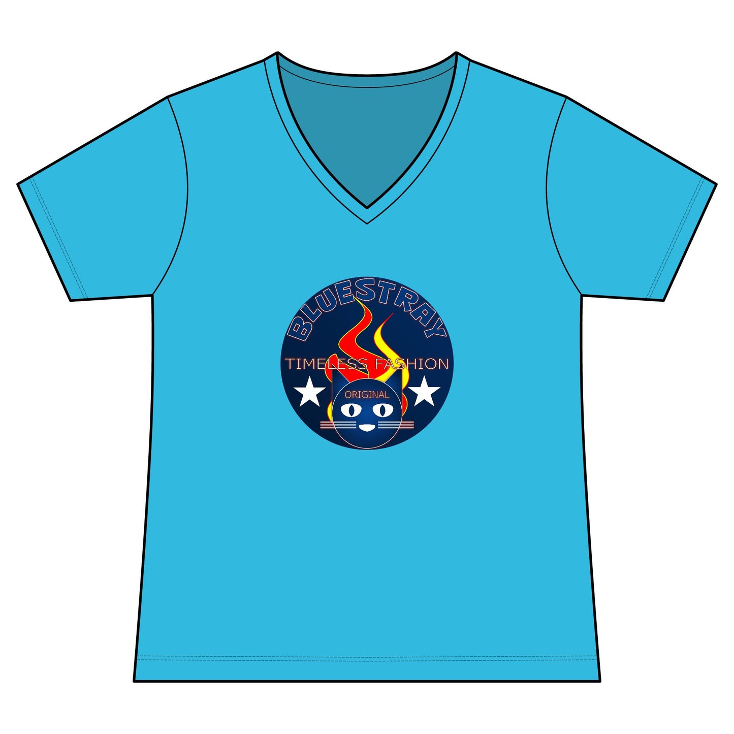 Vintage Campfire Badge Bluestray V-Neck Tee